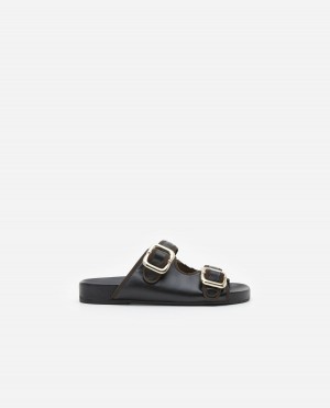 Sandalias Flattered Bono Cuero Zapatos Negras | ESJVR87963