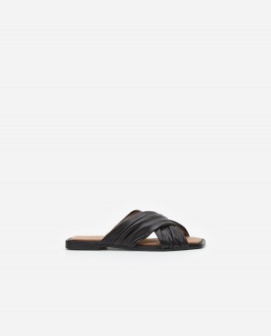 Sandalias Flattered Gabriella Cuero Zapatos Negras | ESICD23461