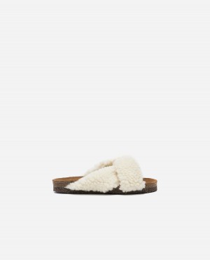 Sandalias Flattered Lou Teddy Zapatos Blancas | MESFT58295