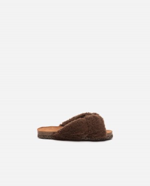 Sandalias Flattered Lou Teddy Zapatos Marrones Oscuro | ESNZX75540