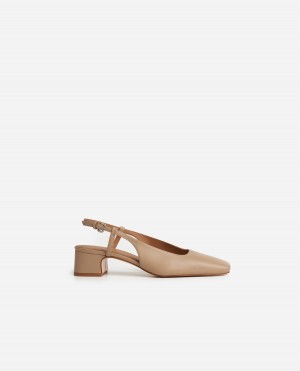 Tacones Flattered Elin Cuero Zapatos Beige | AESDF50481