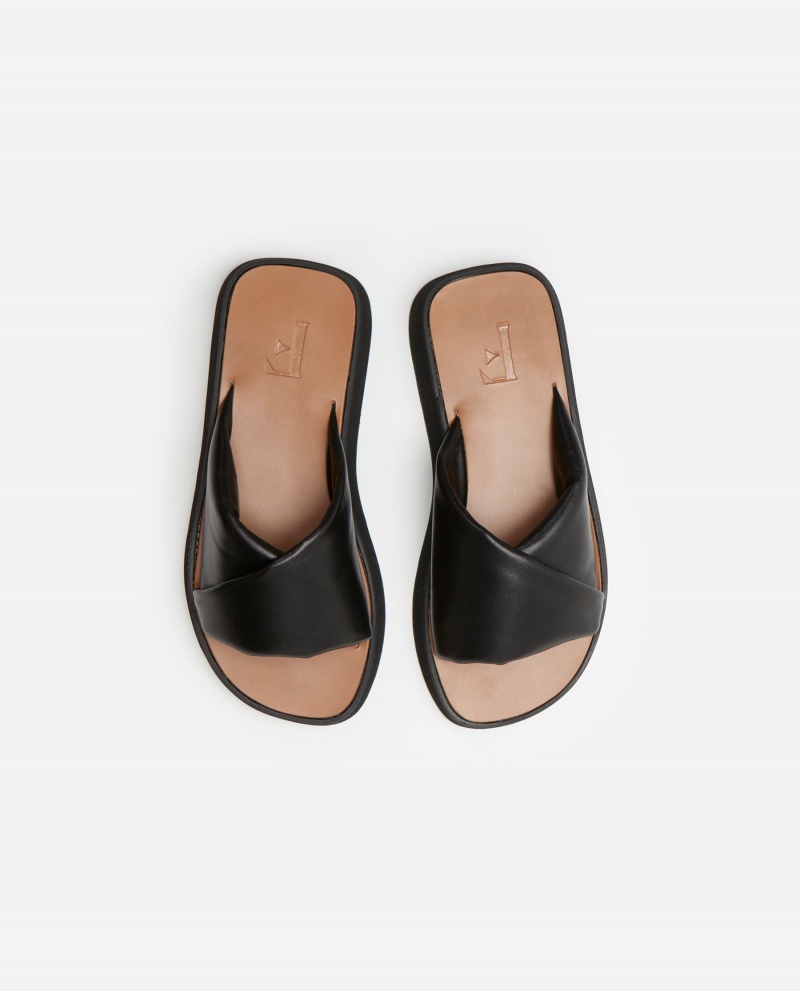 Sandalias Flattered Bea Cuero Zapatos Negras | ZESNQ54372