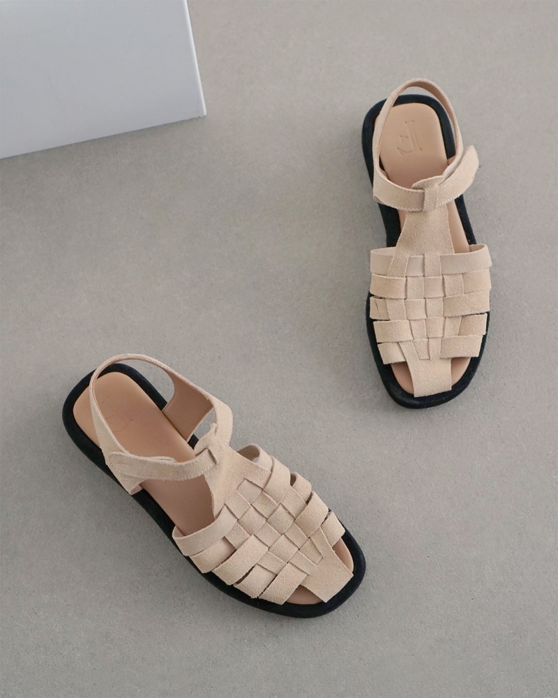 Sandalias Flattered Gigi Gamuza Zapatos Beige | GESEC24685