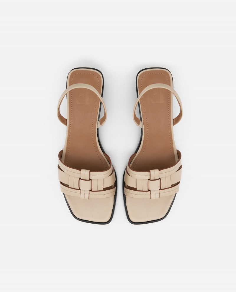 Tacones Flattered Freja Cuero Zapatos Beige | ESCVG23913